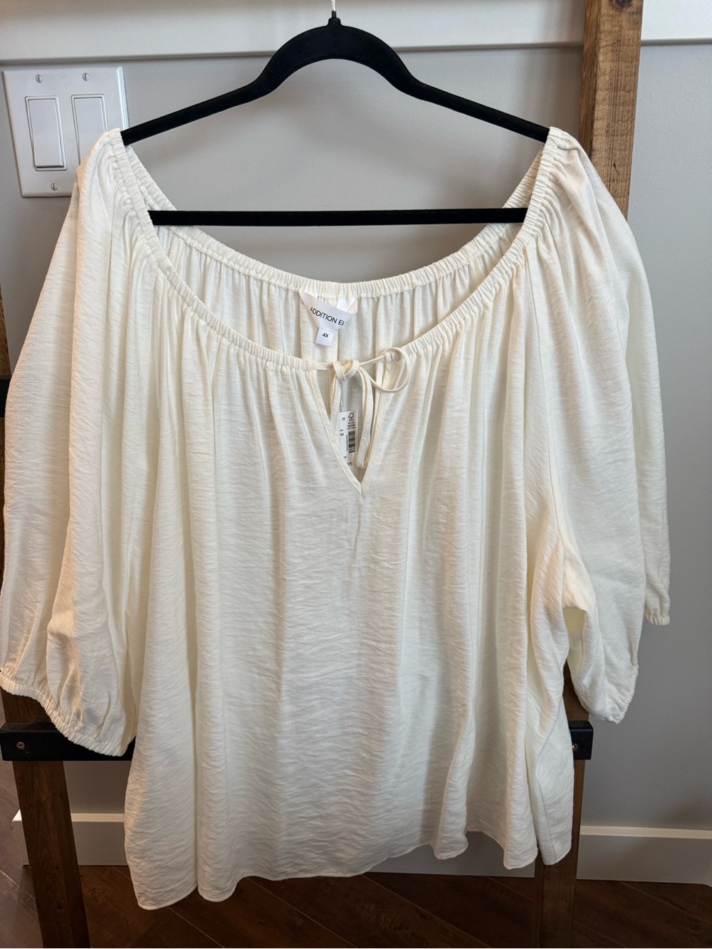 Addition Elle Cream Peasant Blouse - Relaxed Women’s Top